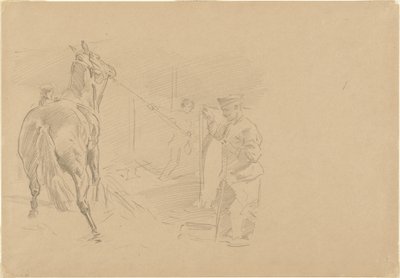 Ember húz egy lovat egy istállóba alkotó: John Singer Sargent