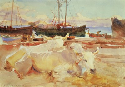 Ökrök a Baia tengerparton, 1908 körül (wc papíron) alkotó: John Singer Sargent