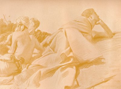 Dávid fekvő figurák a Saul táborában, 1905 alkotó: John Singer Sargent