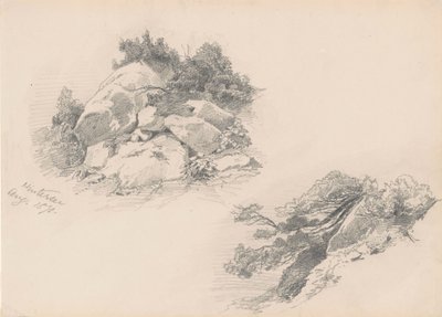 Rocks and Brush, Hintersee, Németország, 1871 (grafit, fonott papíron) alkotó: John Singer Sargent