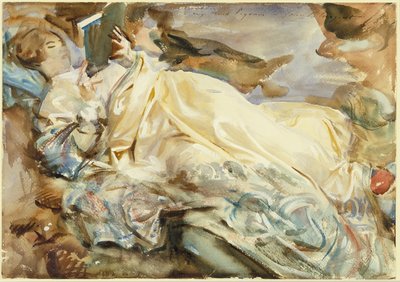 Rose-Marie Ormond kasmírsálban olvas alkotó: John Singer Sargent