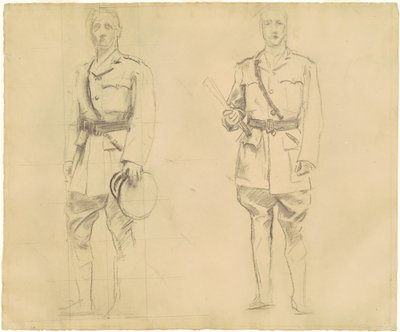 Plumer és Haig tábornokok tanulmányai az „I. világháború általános tisztjei” számára [recto] alkotó: John Singer Sargent