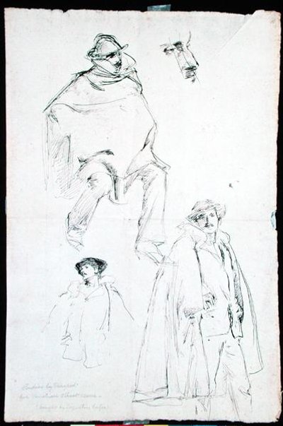 Tanulmány egy velencei utcai jelenethez (tinta papíron) alkotó: John Singer Sargent