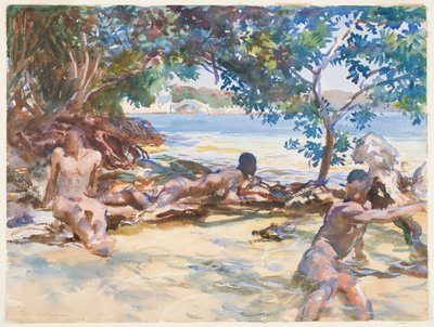 The Bathers (wc és gouache grafit felett papíron) alkotó: John Singer Sargent