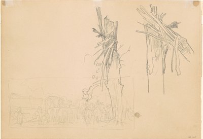 Két összetört fa; és tanulmány a "The Road"-hoz [verso] alkotó: John Singer Sargent