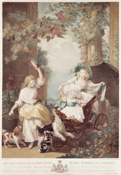 Mária (1776-1857), Zsófia (1777-1848) és Amelia (1783-1810) hercegnők, III. György lányai, metszett Francesco Bartolozzi (1727-1815) (mezzotinta metszet) alkotó: John Singleton Copley