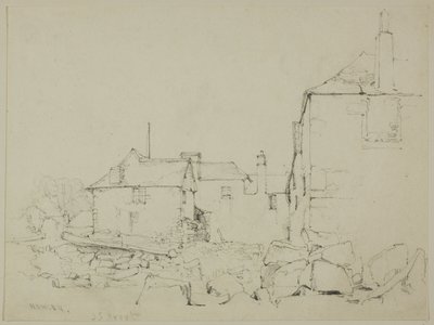 Házak és kőfal, Newlyn alkotó: John Skinner Prout