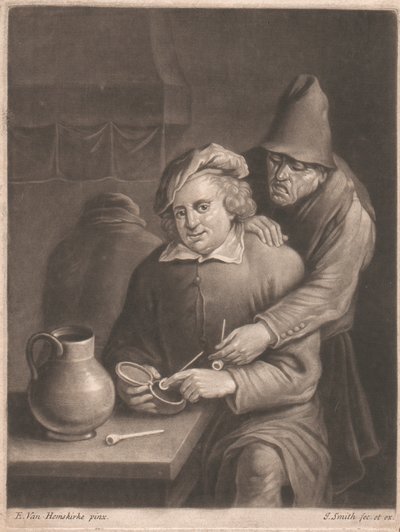Egy dohányzó asztalnál ül alkotó: John Smith