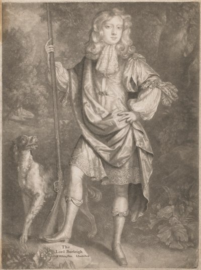 Lord Burleigh [fiatalkorában, állva, fegyverrel a kezében és spániellel az oldalán] alkotó: John Smith