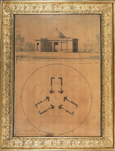 Kutyaház domborzata és terve, 1779 (toll, tinta és WC papíron) alkotó: John Soane