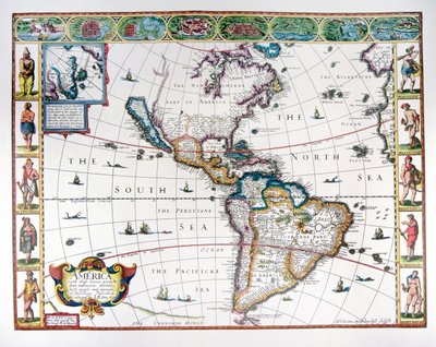 A nyugati félteke térképe 1626-ban (színes litó) alkotó: John Speed