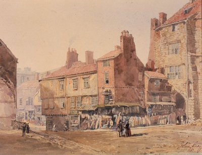 Házak, King Street, a Fekete Kapu közelében (toll és tinta) alkotó: John Storey