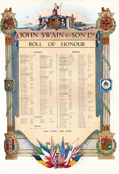 John Swain & Son Ltd. Becsületrend, 1917 alkotó: John Swain and Son