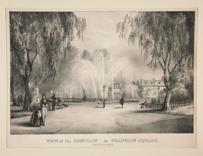 Kilátás a szökőkútra a Franklin téren, Philadelphiában alkotó: John T. Bowen