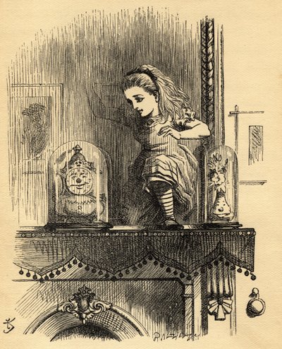 Alice in the Looking Glass House, illusztrációja Lewis Carroll (1832-98) „Through the Looking Glass” című művéből, először 1871-ben jelent meg alkotó: John Tenniel