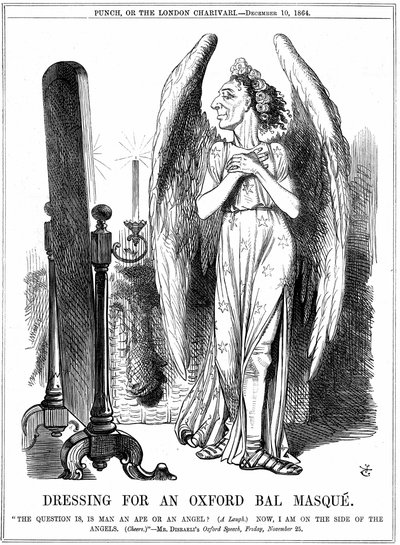 Benjamin Disraeli (1804-81) brit konzervatív államférfi. "Most az angyalok oldalán állok." John Tenniel rajzfilm a londoni Punchból alkotó: John Tenniel