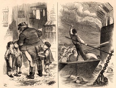 Leégett a Királyi Haditengerészet „Goliath” kiképzőhajója alkotó: John Tenniel