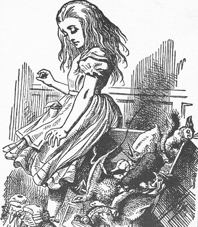 CARROLL, Lewis (1832-1898). Angol író, matematikus és fotós. Alice kalandjai Csodaországban (metszet) alkotó: John Tenniel