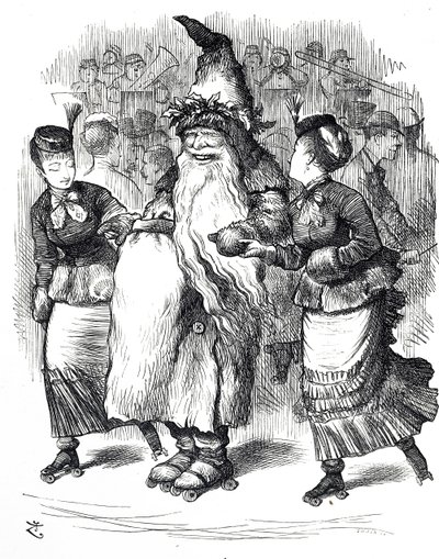 A Mikulás görkorcsolyázást ábrázoló rajzfilm alkotó: John Tenniel