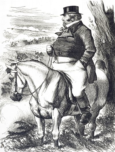 Rajzfilm, amely John Bull-t az őszi manővereket nézi alkotó: John Tenniel