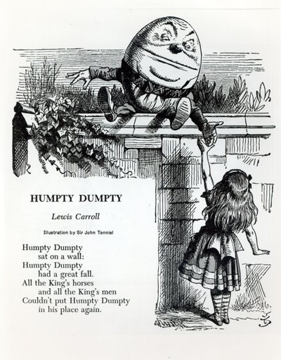 Humpty Dumpty, illusztráció a mondókához, Lewis Carroll (1832-98) alkotó: John Tenniel
