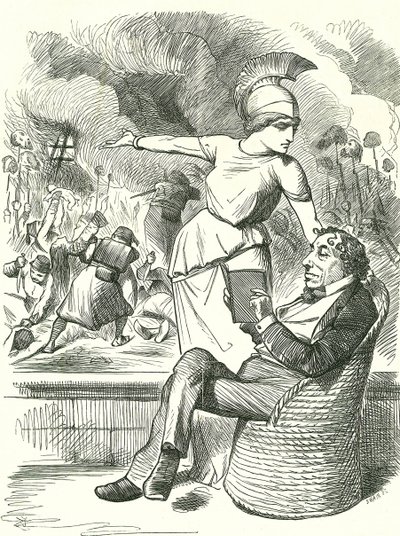 Semlegesség nehézségek közepette”: Benjamin Disraeli, brit konzervatív miniszterelnök, aki nem hajlandó lépéseket tenni az orosz-török háború miatt. John Tenniel rajzfilm a 
