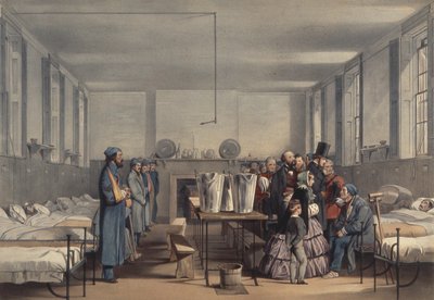 Viktória királynő és Albert herceg meglátogatják a krími háborúban megsebesült katonákat a Brompton Kórházban, Chatham, 1855 alkotó: John Tenniel