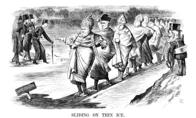 Csúszás vékony jégen, 1869 alkotó: John Tenniel