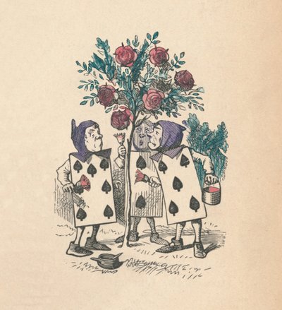 A játékkártyák a rózsabokrokat festve, 1889 alkotó: John Tenniel
