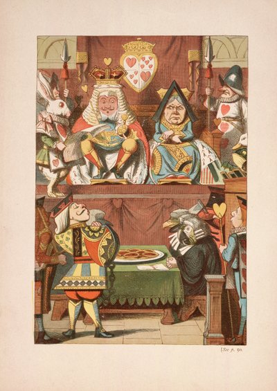 Lewis Carroll (1832-98) A Szívek Kúpjának próbatétele az Alice-ek Csodaországban kalandjaiból és a szemüvegen keresztül, és amit Alice ott talált, 1911-ben megjelent (színes litográfia) alkotó: John Tenniel