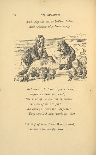A rozmár és az ács osztrigával. alkotó: John Tenniel