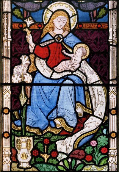 Madonna és gyermeke, 1863 (ólomüveg) alkotó: John Thomas Grylls