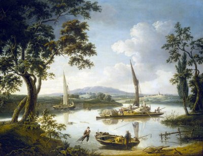 Kilátás a Temzére Shillingfordban (Anglia), a láthatáron a Dorchester apátsággal. Olaj, vászon alkotó: John Thomas Serres