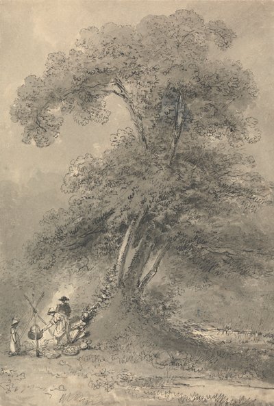 Egy család főz egy fa alatt alkotó: John Thomas Smith