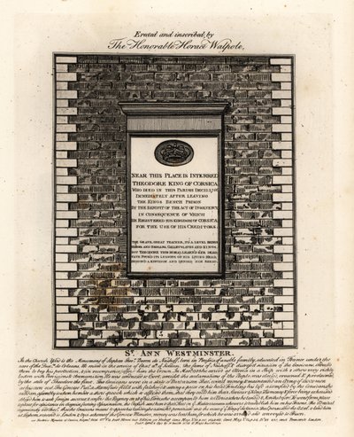 I. Theodore of Corsica, Theodor Stephan Freiherr von Neuhoff síremléke alkotó: John Thomas Smith