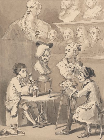 Hogarth Roubiliac mellé ül a mellszobra miatt alkotó: John Thomas Smith