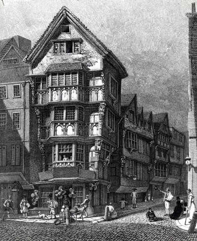 Houses Lately Standing on the West Corner of Chancery Lane, Fleet Street, 1812-ben megjelent alkotó: John Thomas Smith