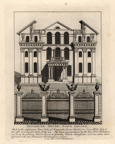 Monmouth House, Soho Square, lebontották 1773-ban alkotó: John Thomas Smith