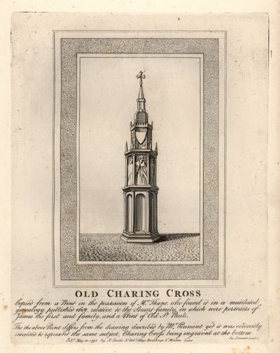 Old Charing Cross, egyike a 12 középkori Eleanor-keresztnek, amelyet az 1290-es években emeltek egészen 1647-es eltávolításáig alkotó: John Thomas Smith