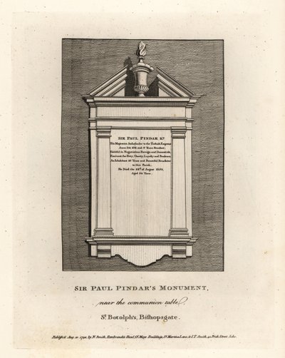 Sir Paul Pindar emlékműve az úrvacsoraasztal mellett a Bishopsgate-i St Botolph-ban alkotó: John Thomas Smith