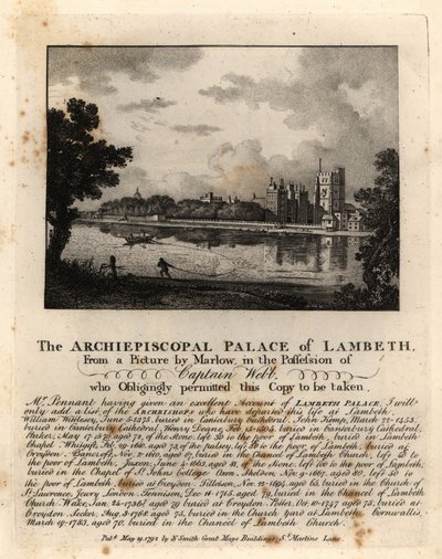 Kilátás a Lambeth-palotára, London alkotó: John Thomas Smith