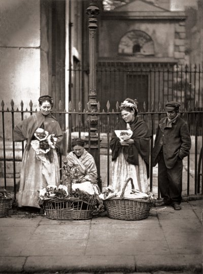 Covent Garden Flower Woman, a londoni utcai életből, J. Thomson és Adolphe Smith alkotó: John Thomson