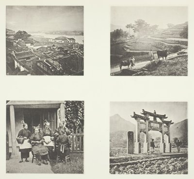 Foochow külföldi település része, Terracing Hills, Foochow Field Women, A Memorial Arch, c. 1868. alkotó: John Thomson