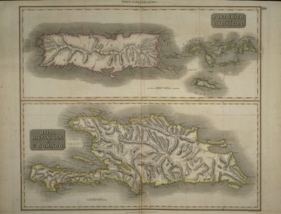 Porto Rico és Virgin-szigetek: Haiti, Hispaniola vagy St. Domingo, 1817 (kézzel színezett metszet) alkotó: John Thomson