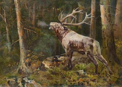 A csatahívás (színes litográfia) alkotó: John Trivett Nettleship