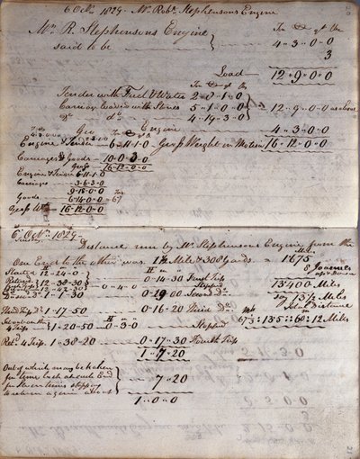 Részletek a rakétáról a Rastricks jegyzetfüzetből, Rainhill Trials, 1829 alkotó: John Urpeth Rastrick