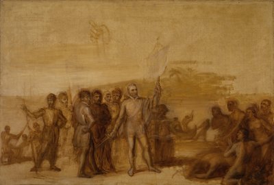 Kolumbusz partraszállása, kb. 1840. alkotó: John Vanderlyn