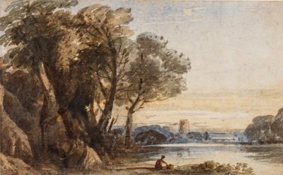 Capriccio táj, 1830 körül (wc gumiarábikummal papíron) alkotó: John Varley