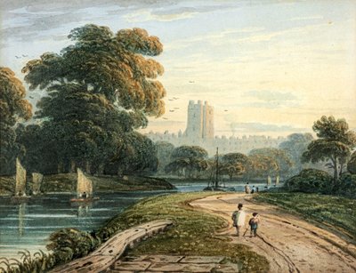 Figurák a windsori úton (akvarell) alkotó: John Varley