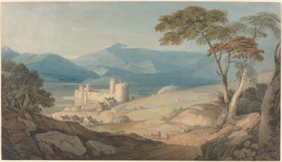 Harlech kastély és Snowdon alkotó: John Varley
